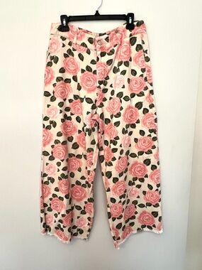LovLov Floral Pink Rose Wide-Leg Pants